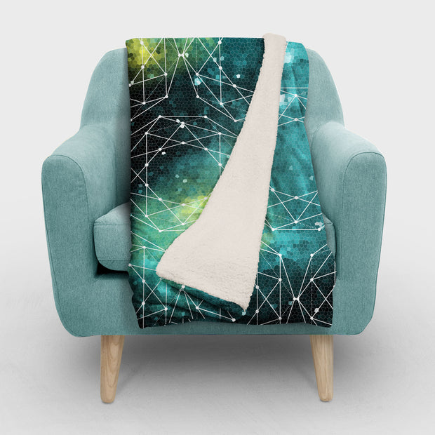 Outer Space Geometric Blue Sherpa Fleece Blanket - Home