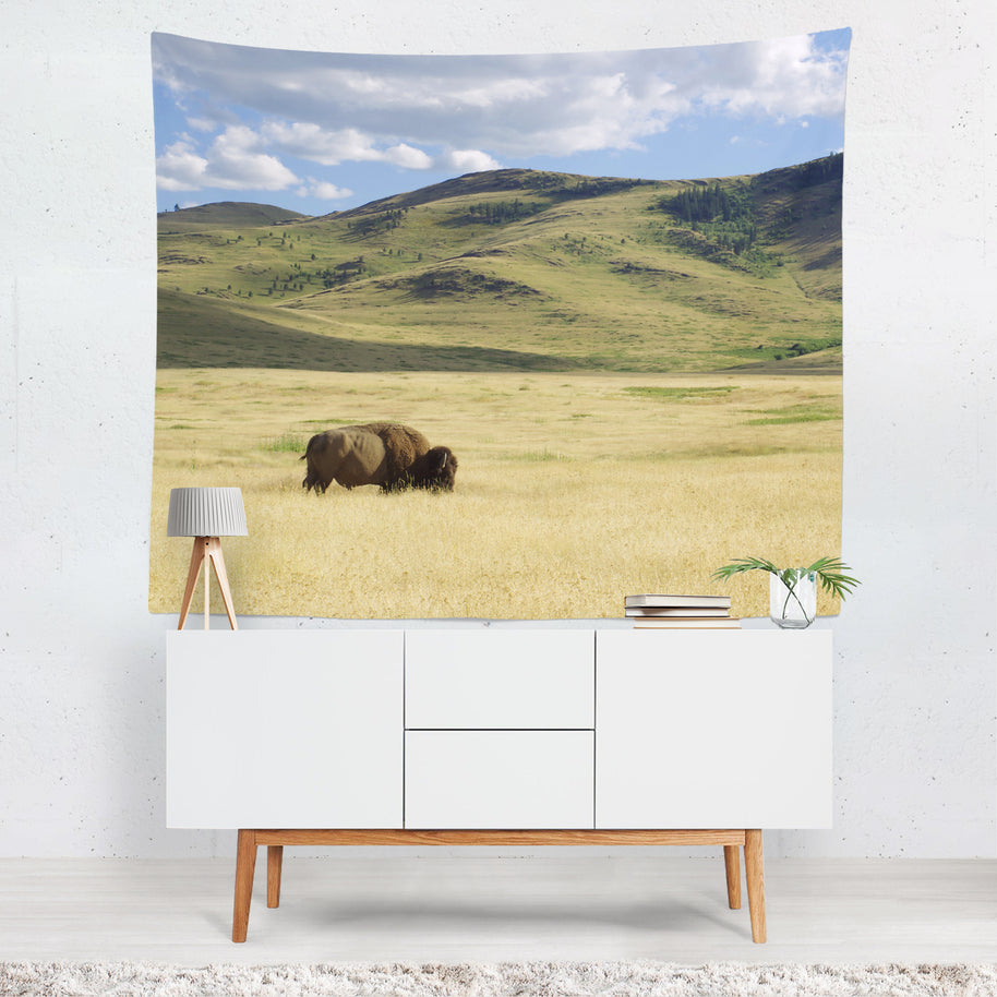 Plains Bison Western Decor Bison Microfiber Wall Tapestry