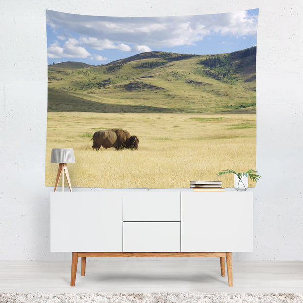 Plains Bison Western Decor Bison Microfiber Wall Tapestry
