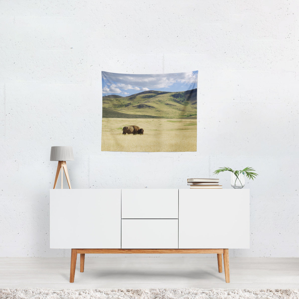 Plains Bison Western Decor Bison Microfiber Wall Tapestry