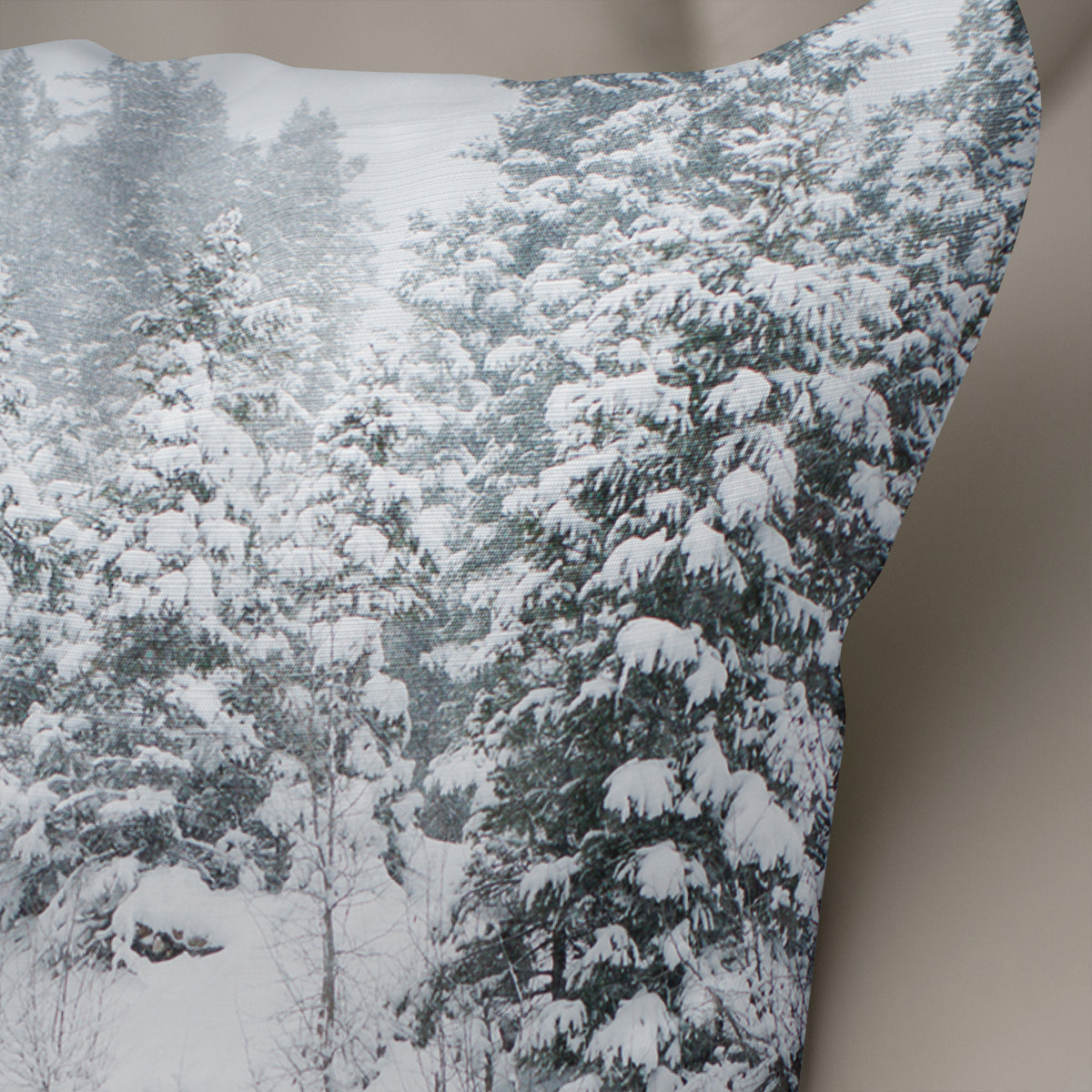 Snowy Forest Scene Throw Pillow Cover - Pillows