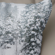 Snowy Forest Scene Throw Pillow Cover - Pillows