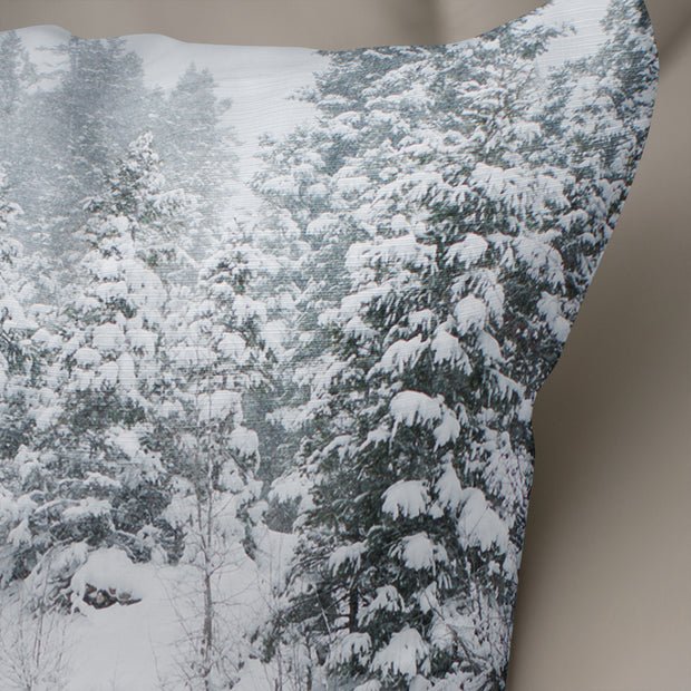 Snowy Forest Scene Throw Pillow Cover - Pillows