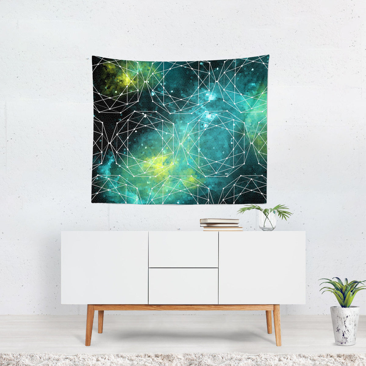 Geometric Space Microfiber Wall Tapestry