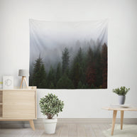 Foggy Forest Nature Microfiber Wall Tapestry - Decorative