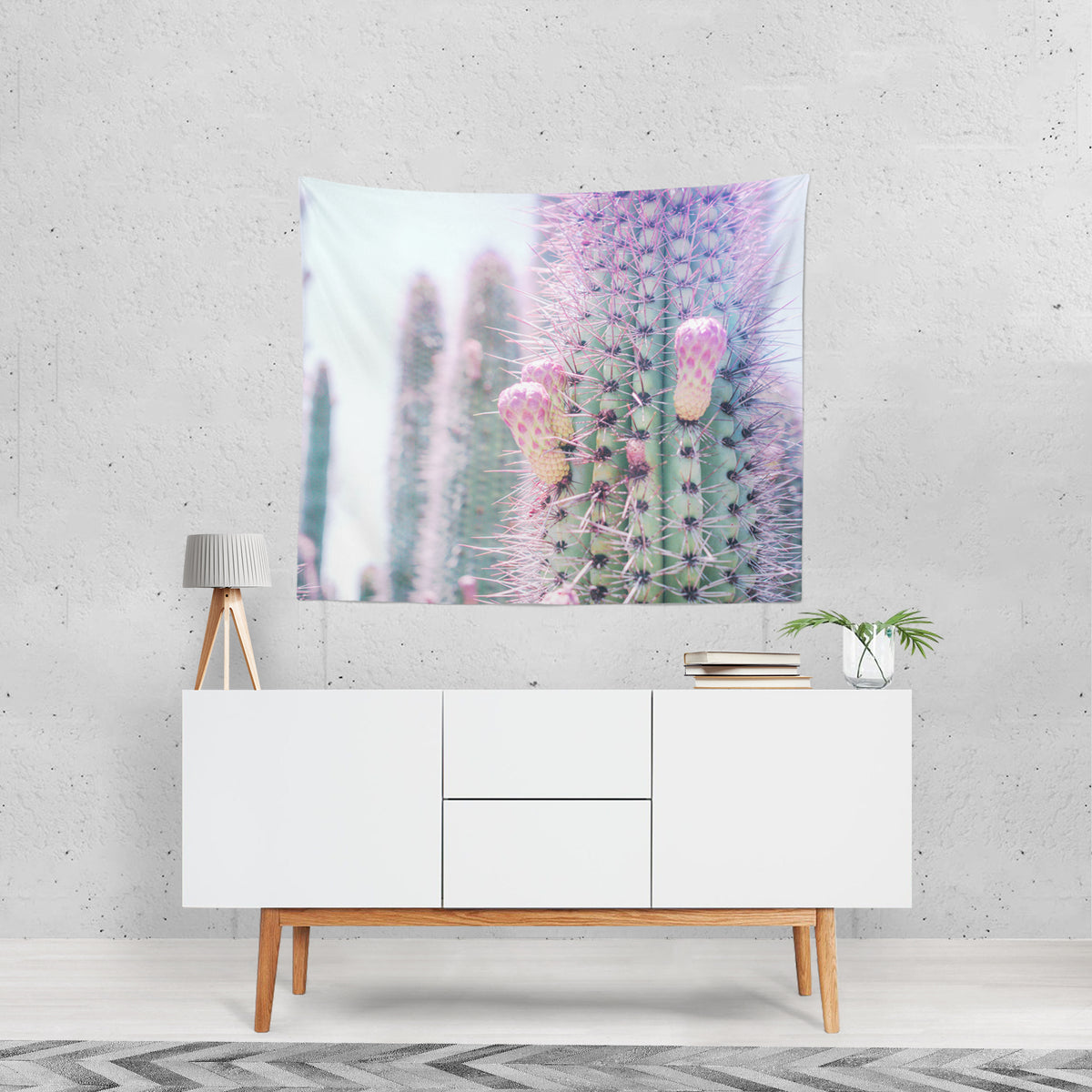 Modern Spiky Cactus Microfiber Wall Tapestry