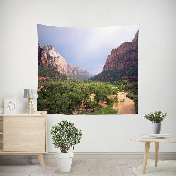 Scenic Zion Valley Microfiber Wall Tapestry Wanderlust Decor