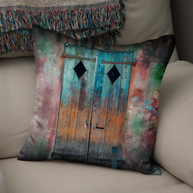 Rustic New Orleans Door Decorative Throw Pillow Cover -