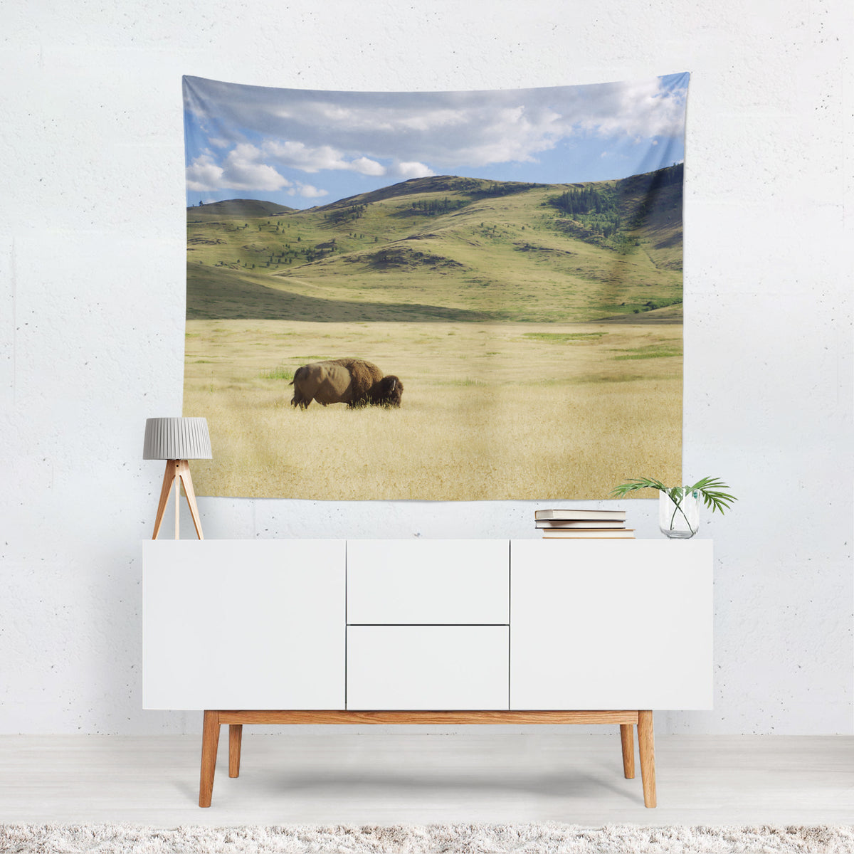Plains Bison Western Decor Bison Microfiber Wall Tapestry