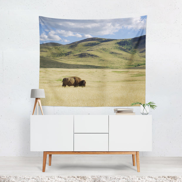 Plains Bison Western Decor Bison Microfiber Wall Tapestry