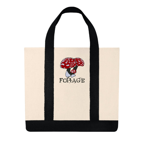 Forage for Mushrooms Shopping Tote Embroidered Cotton