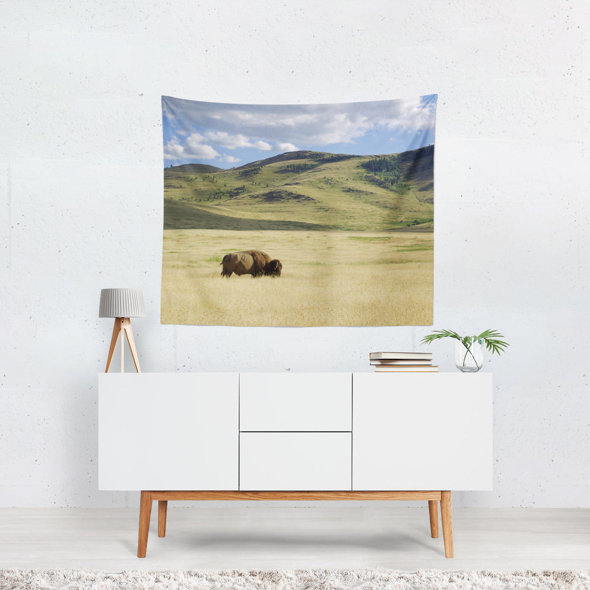 Plains Bison Western Decor Bison Microfiber Wall Tapestry