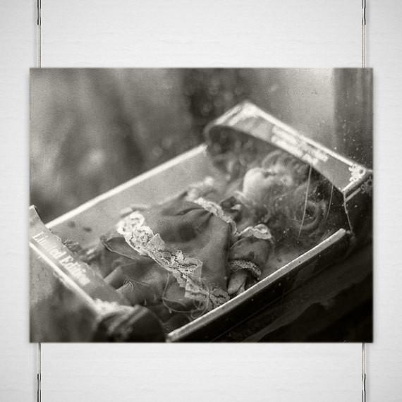 Abandoned Baby Doll, Salton Sea, Black and White Photography Lost Kat Photography