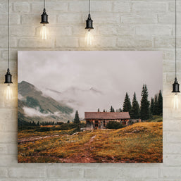 Foggy Mountains Cabin Photo Print Colorado Wildflowers