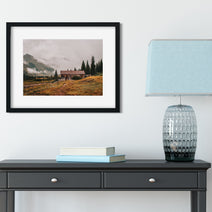 Foggy Mountains Cabin Photo Print Colorado Wildflowers