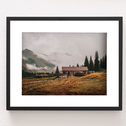 Foggy Mountains Cabin Photo Print Colorado Wildflowers