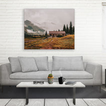 Foggy Mountains Cabin Photo Print Colorado Wildflowers