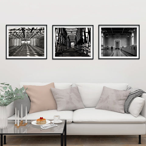Geometric Architecture Black and White Print Set Collection