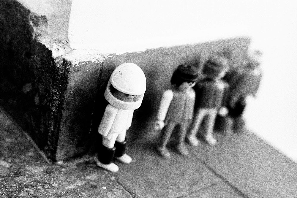 Tiny Heroes Vintage Toys Art Print Black and White