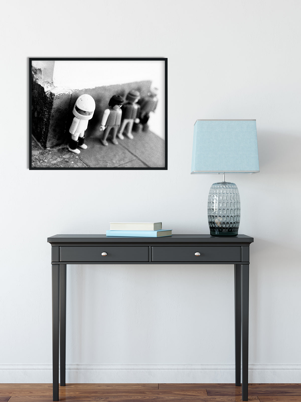 Tiny Heroes Vintage Toys Art Print Black and White