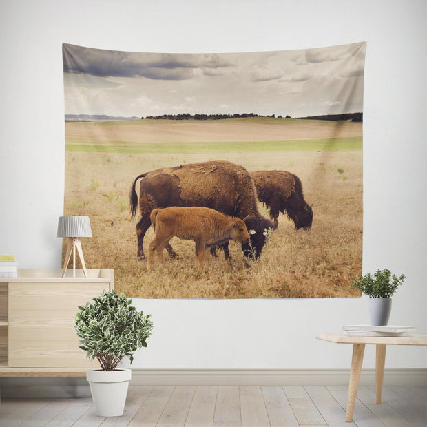 Baby Bison Utah Wall Tapestry Lost in Nature