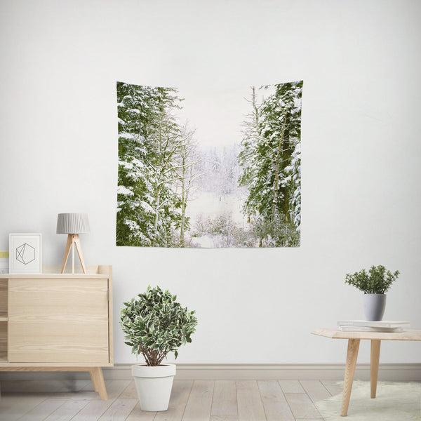 Colorado Snowy Forest Microfiber Wall Tapestry - Decorative