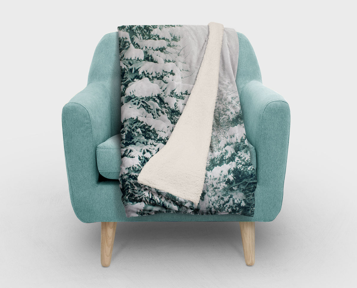 Colorado Winter Scene Sherpa Fleece Blanket - Home Decor