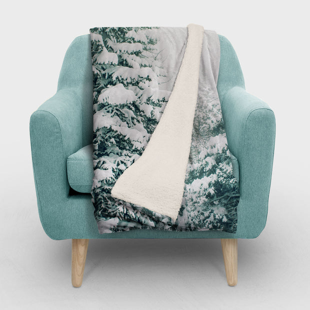 Colorado Winter Scene Sherpa Fleece Blanket - Home Decor