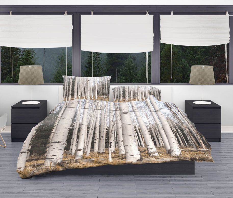 Birch Trees Comforter / Duvet Cover Aspen Blanket Queen Twin