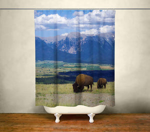 Bison Shower Curtain Lost in Nature
