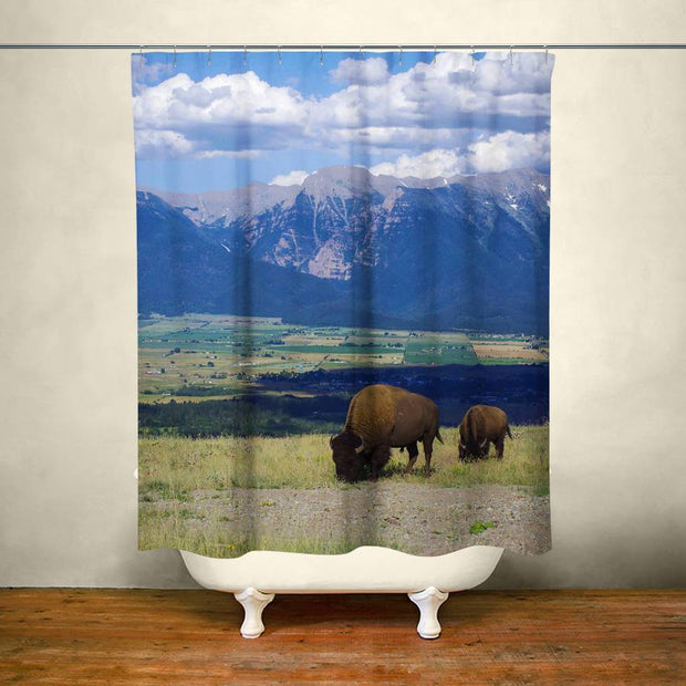 Bison Shower Curtain Lost in Nature