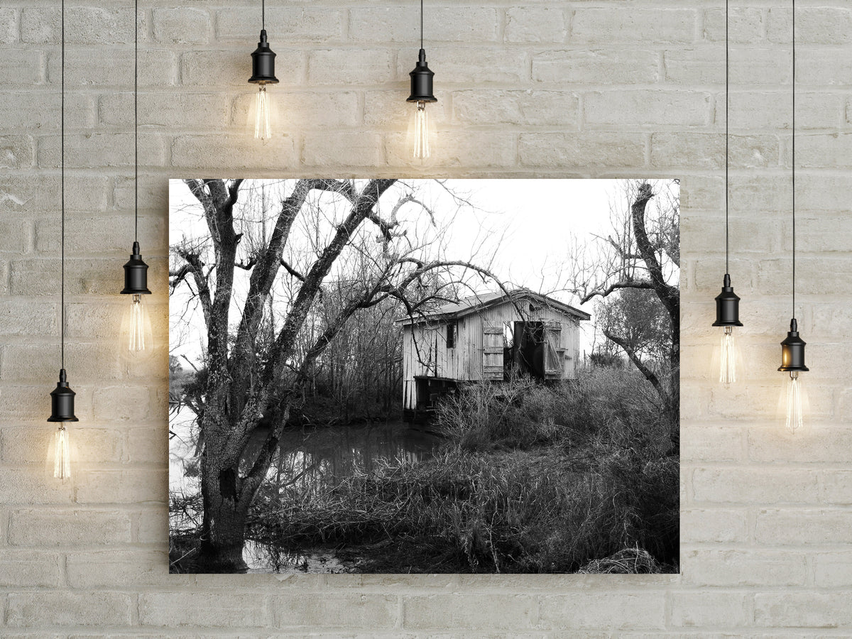 Louisiana Boathouse II Black and White Art Print -