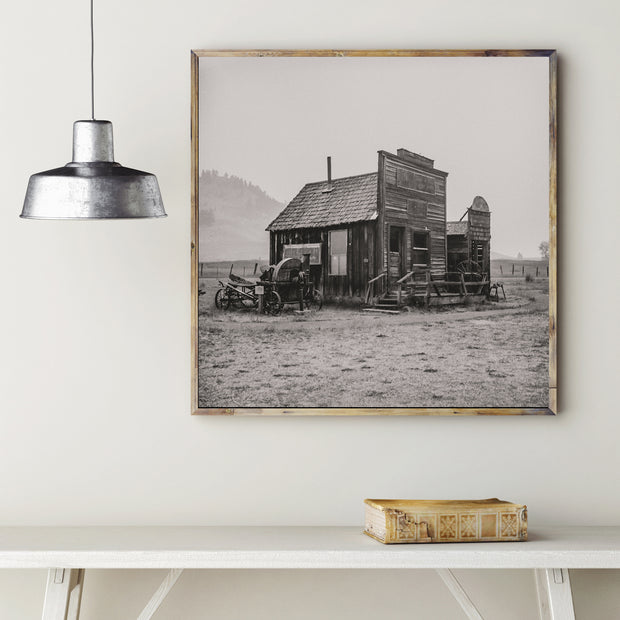 Ghost Town Shop, Square Photo Print, Black and White Wall Art