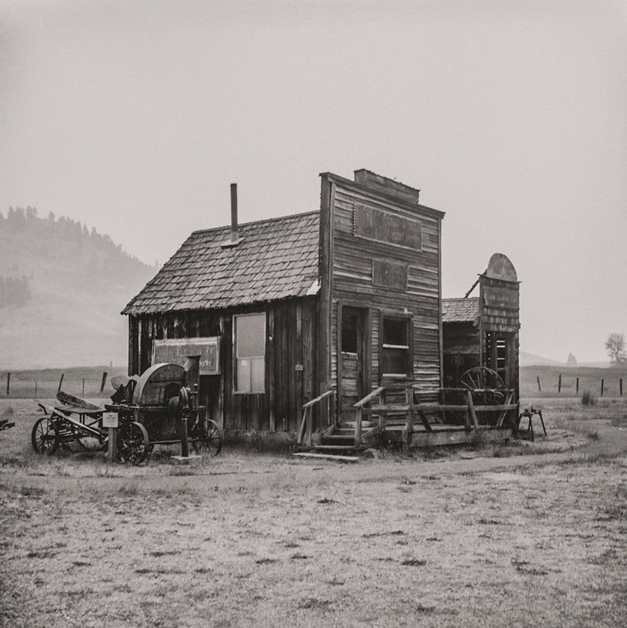 Ghost Town Shop, Square Photo Print, Black and White Wall Art
