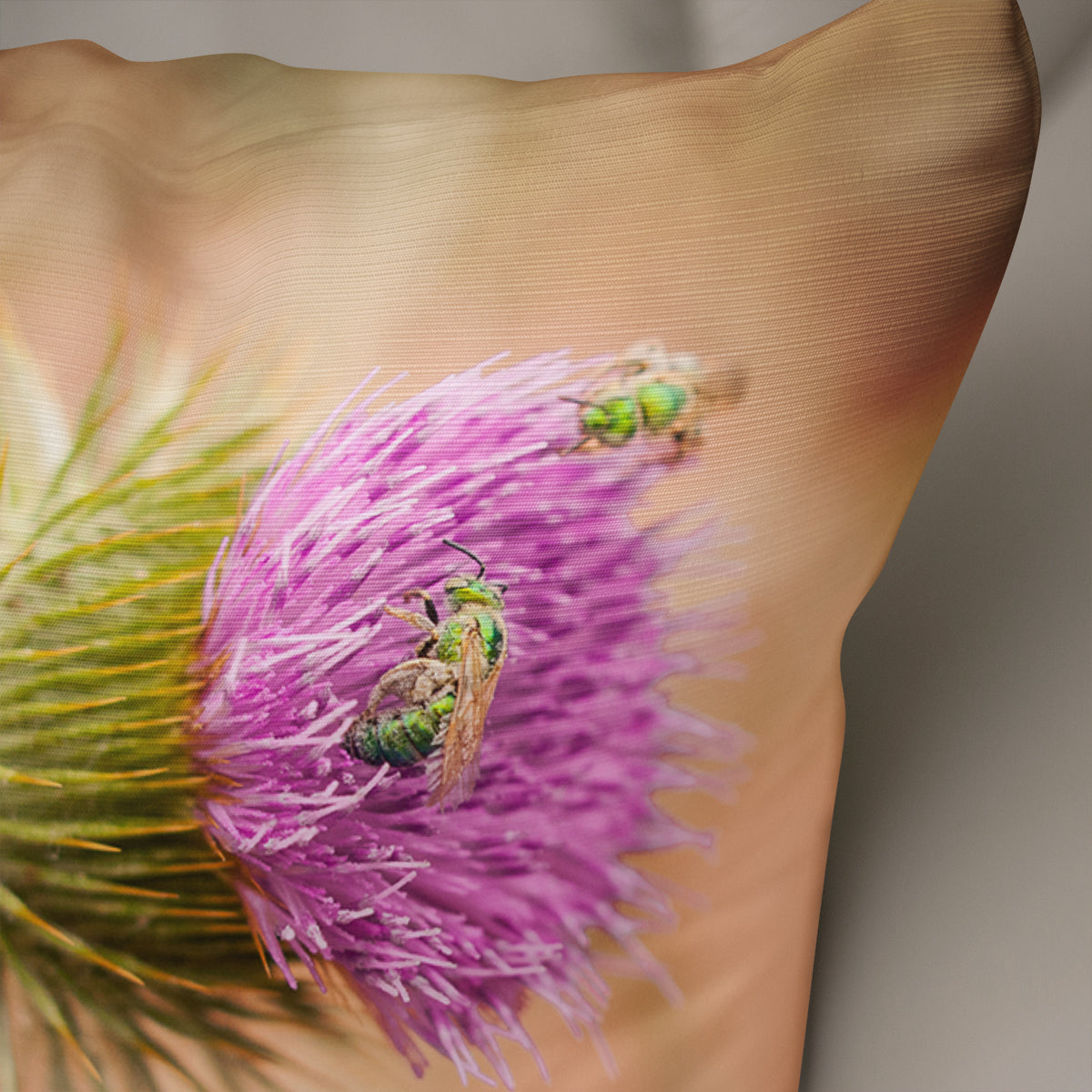 Thistle and Bees Wildflower Throw Pillow - Pillows