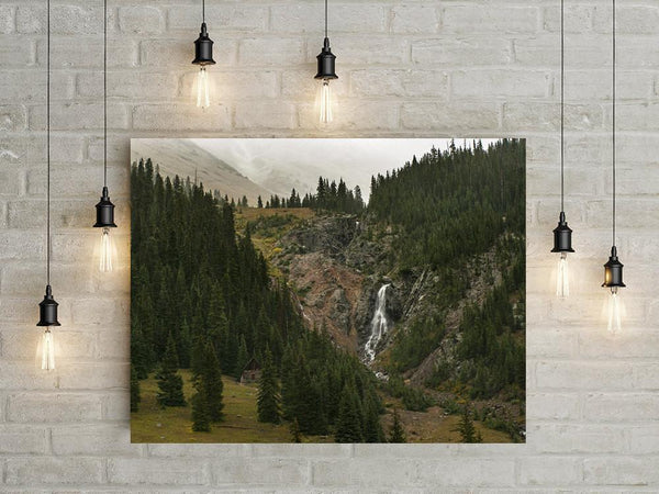 Silverton Colorado Cabin and Waterfall Rustic Photo Print -