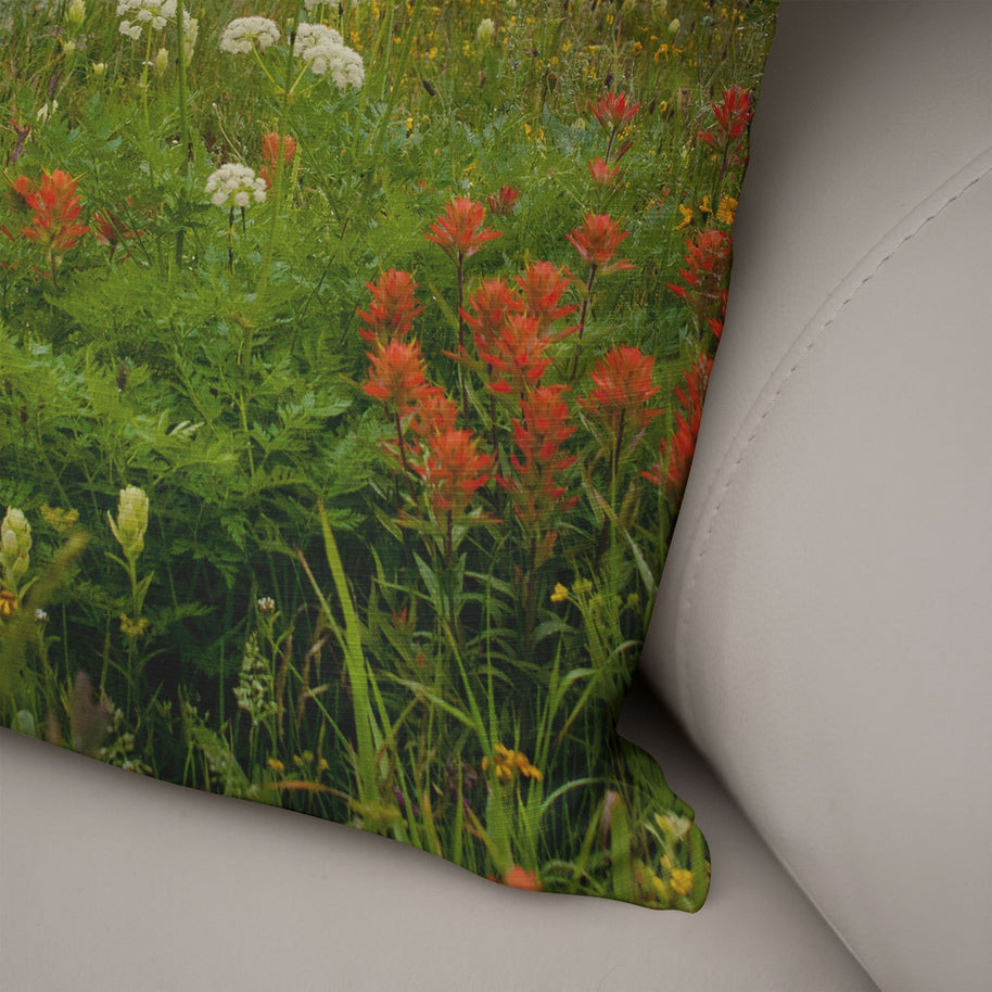 Cabin Throw Pillow Cover Alpine Flowers Decorative Cushion -