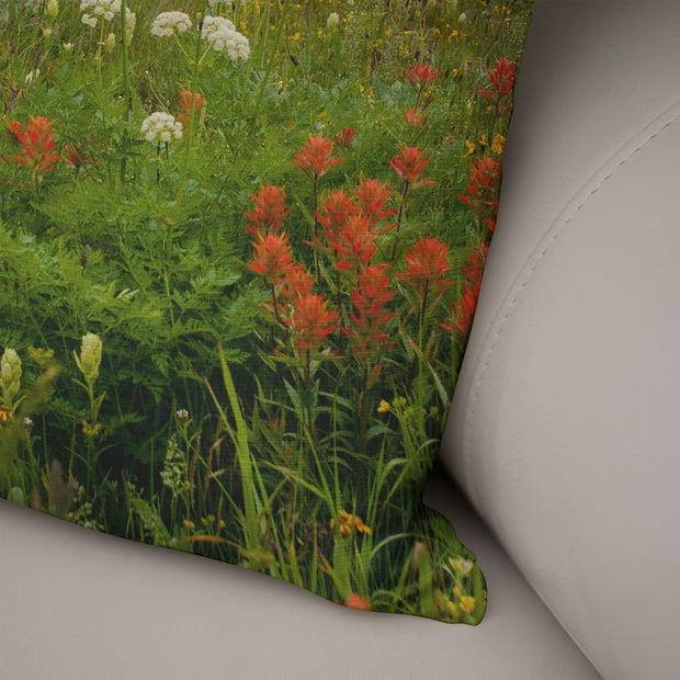 Cabin Throw Pillow Cover Alpine Flowers Decorative Cushion -