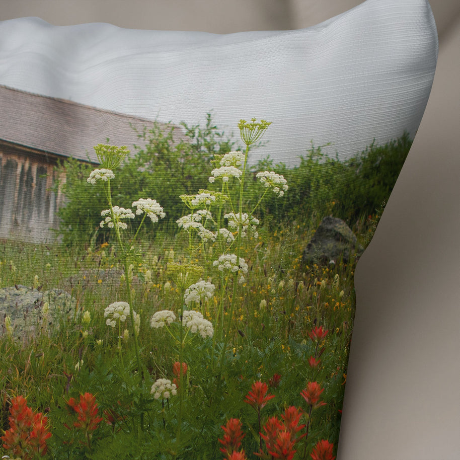 Cabin Throw Pillow Cover Alpine Flowers Decorative Cushion -