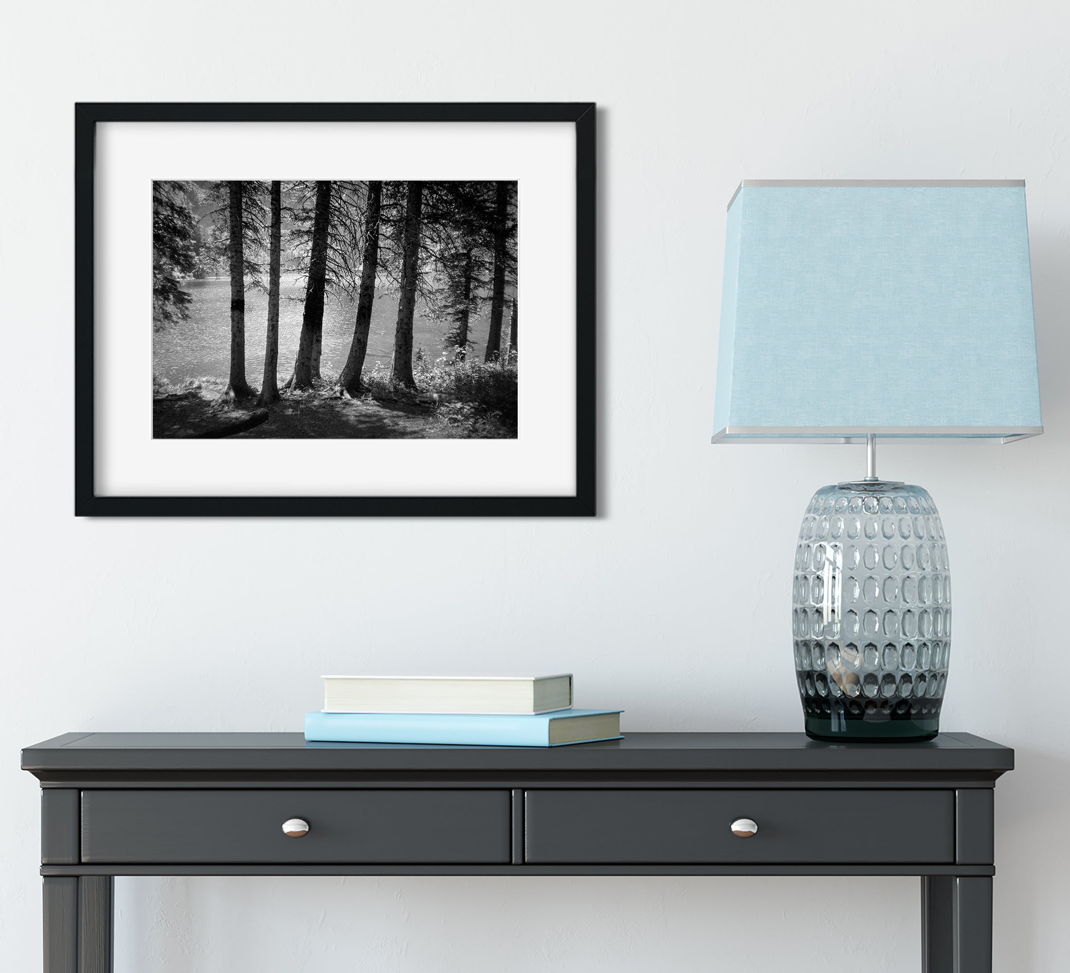 Glacial Lake Shore Montana Black and White Photo Print -