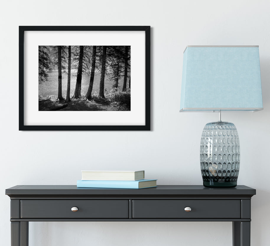 Glacial Lake Shore Montana Black and White Photo Print -