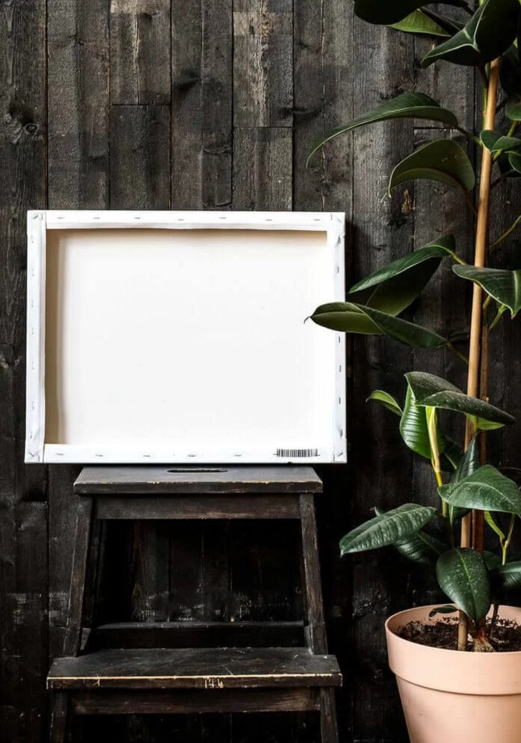 the back side of a wood stretcher canvas print with an open back