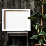 the back side of a wood stretcher canvas print with an open back