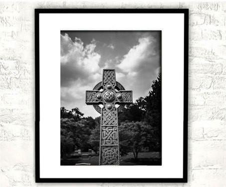 Celtic Cross Headstone Black and White - Photography