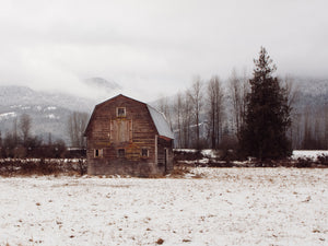 Winter Barn Clark Fork Idaho Rustic Art Print - Photography