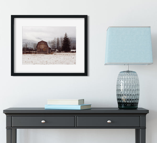 Winter Barn Clark Fork Idaho Rustic Art Print - Photography