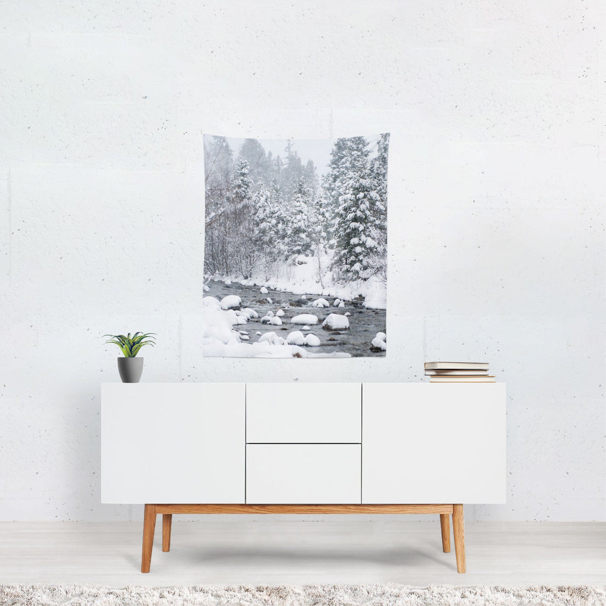 Colorado Snowy River, Christmas Wall Tapestry Lost In Nature