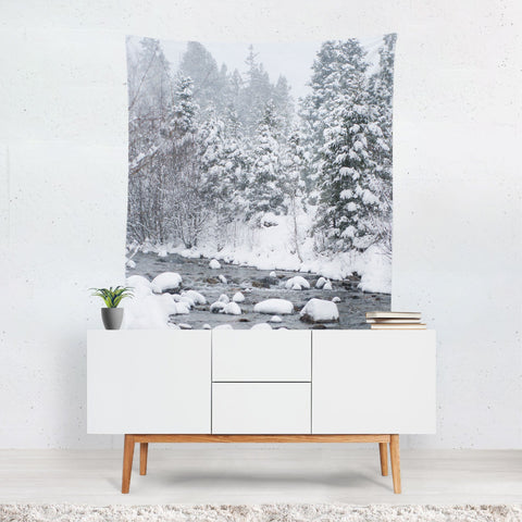 Colorado Snowy River, Christmas Wall Tapestry Lost In Nature