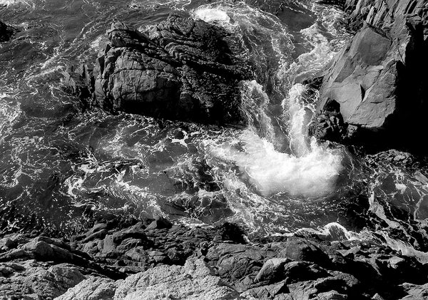 Crashing Waves California Coast Black and White Art Print -