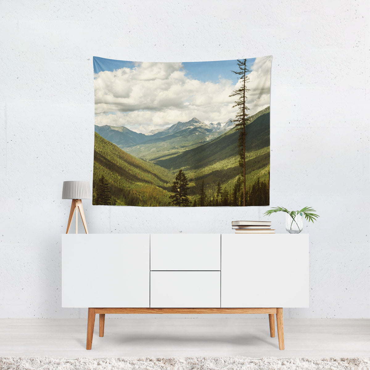 British Columbia Overlook Mountains Microfiber Wall Tapestry